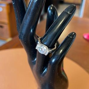 Epiphany Diamonique Platinum over 925 Sterling Silver Ring